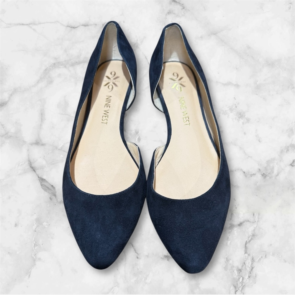 Nine West Dark Blue Suede Flats size 8